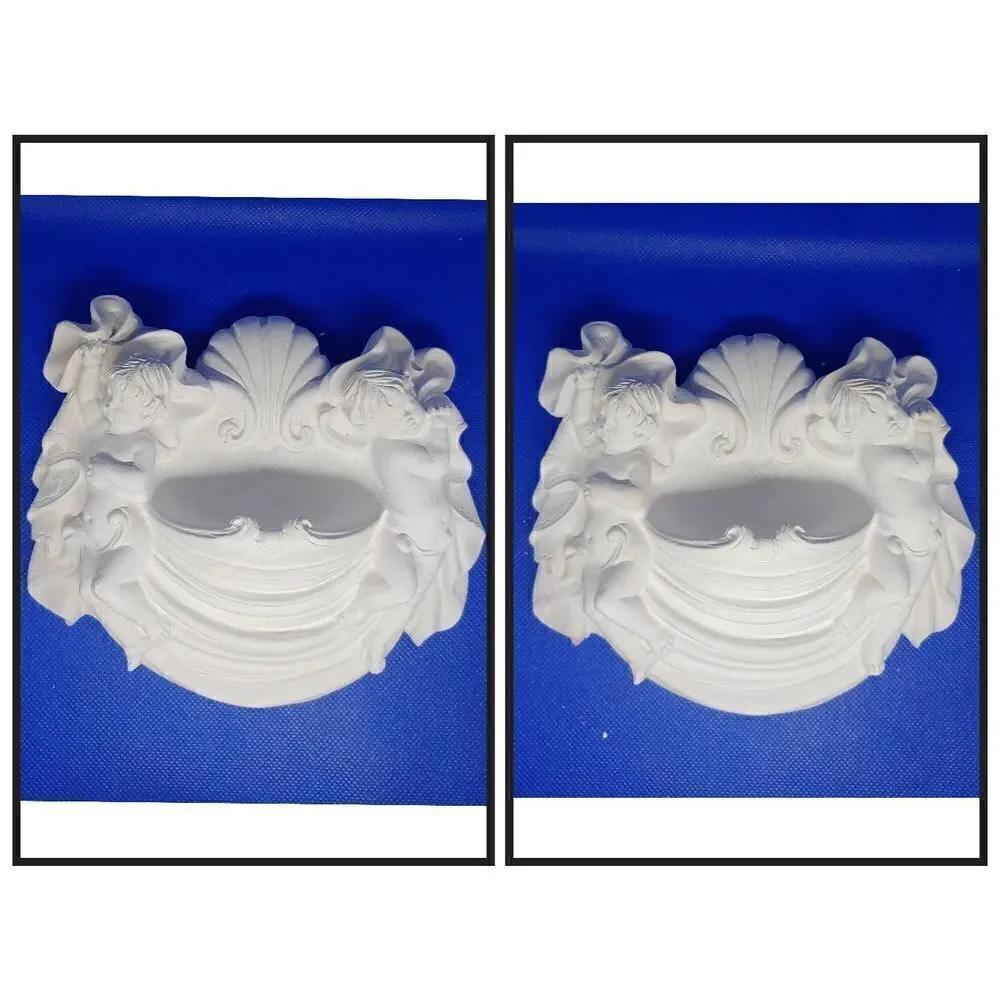Raw Plaster Set Of 2 Cherub Wall Sconces